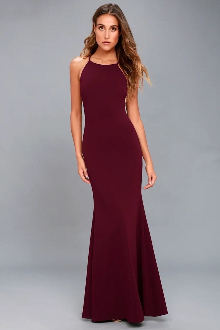 Lulu's Burgundy Long Dress sz M